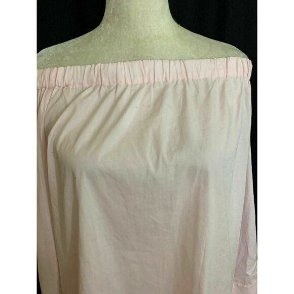 Zara New Womens Solid Baby Pink Off Shoulder Long Sleeve Top Cotton Medium - Picture 2 of 8